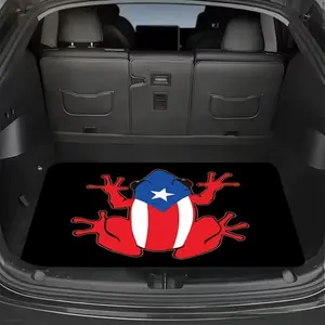 An automotive trunk mat with the flag pattern of Puerto Rico. This is a creative trunk protector with a frog design It is a multi-functional cute animal-themed luggage mat suitable for decorating various car trunks. It can effectively enhance durable seat