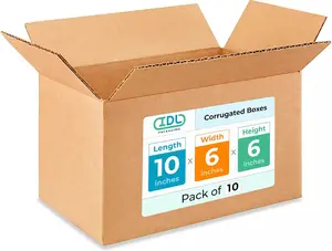Medium Moving & Shipping Boxes 10x6x6 inches (10-Pack) - Extra Strength 200 lb vs Regular - Corrugated Packing Boxes for Delivery - Durable Cardboard Box - Shipping Box Medium by IDL Packaging