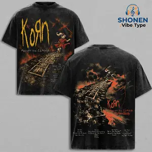 Korn Follow The Leader Vintage Acid Wash Tee & Hoodie, Streetwear for Men, Oversized Heavyweight Pullover Sweatshirt, Nu Metal Band Merch, Retro 90s Rock Music, Gift For Fan