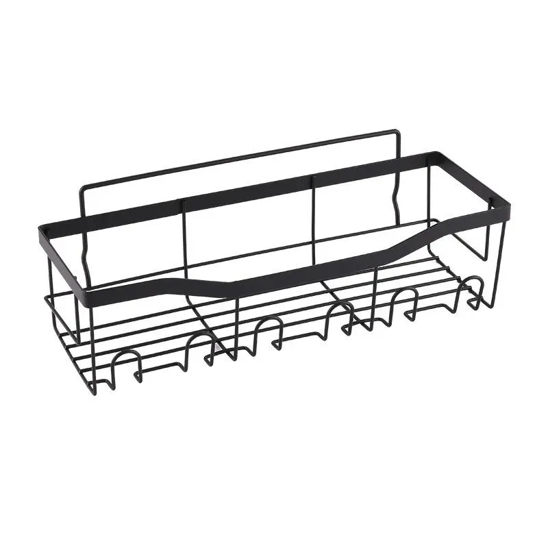 American No-Punching Linear Storage Rack - 6-Hook, 5-Piece Set Square Bathroom Home Organizer, Storage Holder