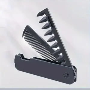 2 in 1 Folding Hair and Beard Comb, Portable Wide and Fine Teeth Comb, Durable ABS Plastic for Grooming on-the-go, Hair Styling Combs