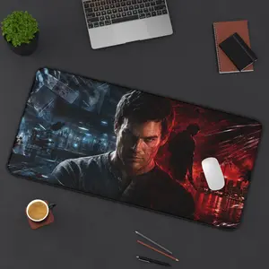 Dexter Morgan Desk Mat | Red Blue Dual-Tone Gaming Mousepad