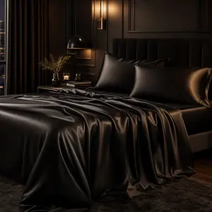 Sasttie Satin Sheets Queen Size - 4 Pieces Luxury Soft Wine Silky Bed Sheets Set with Pillowcases - Smooth Silk-Like Satin Fabric, Reinforced 14 Inches Pocket, Oeko-Tex Certified