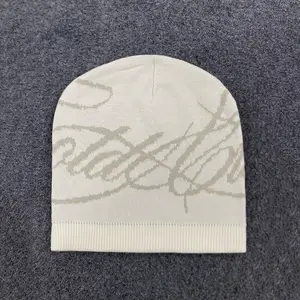 Knitted Script Logo Beanie – Premium Stretch-Fit Unisex Streetwear Beanie | Soft, Breathable Winter & Everyday Hat NONE