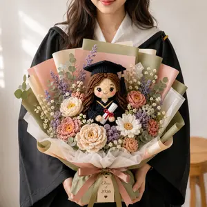 Handmade Crochet Graduation Bouquet 2026 | Custom Graduate Doll & Flower Gift | Personalized Keepsake Gift for Her, Best Friend, Daughter | Unique Graduation Gift Idea