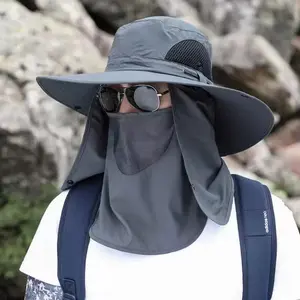 Men's Summer Anti-UV Bucket Hat - Adjustable, Breathable Lightweight Headgear, Full Face Flaps, Windproof, Fold Over, Custom Fit for Mobile Outdoor Hiking, Camping, Anti-Uv Hats, Breathable Lightweight Hats