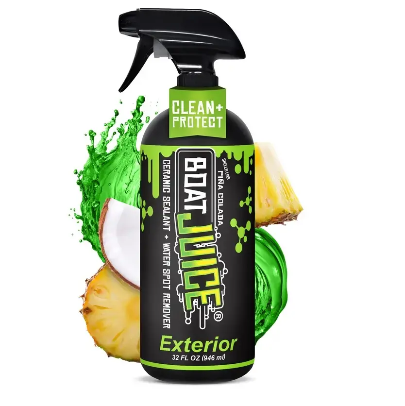 BOAT JUICE Marine Detailing Spray - 2-in-1 Water Spot Remover and SiO2 Ceramic Sealant for Gelcoat, Glass, Metal & Plastic - UV Protection, Pina Colada Scent, 32oz !!!!!!!