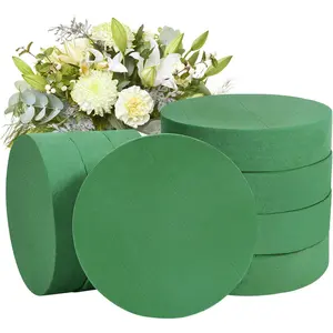 7.5Inch 8 Pack Round Wet Floral Foam Bricks DIY Floral Blocks for Spring Flower Arrangement and Wedding Holiday Decoration