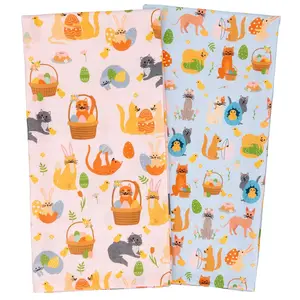 Cattington Easter Cat Decor for Cat Lovers - Cat Kitchen Towels Easter Decorations for The Home - Pink & Blue Cat Dish Towels for Spring Decor 2-Pack (Easter Kitties)