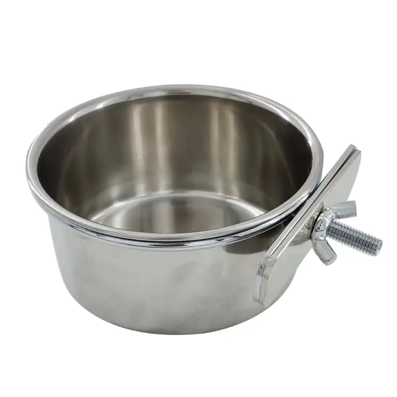 Pet Birds Hanging Cage Bowl Dish Cup Anti-Turnover Stainless Steel Feeding Food Drinking Feeder for Parakeet Lovebird