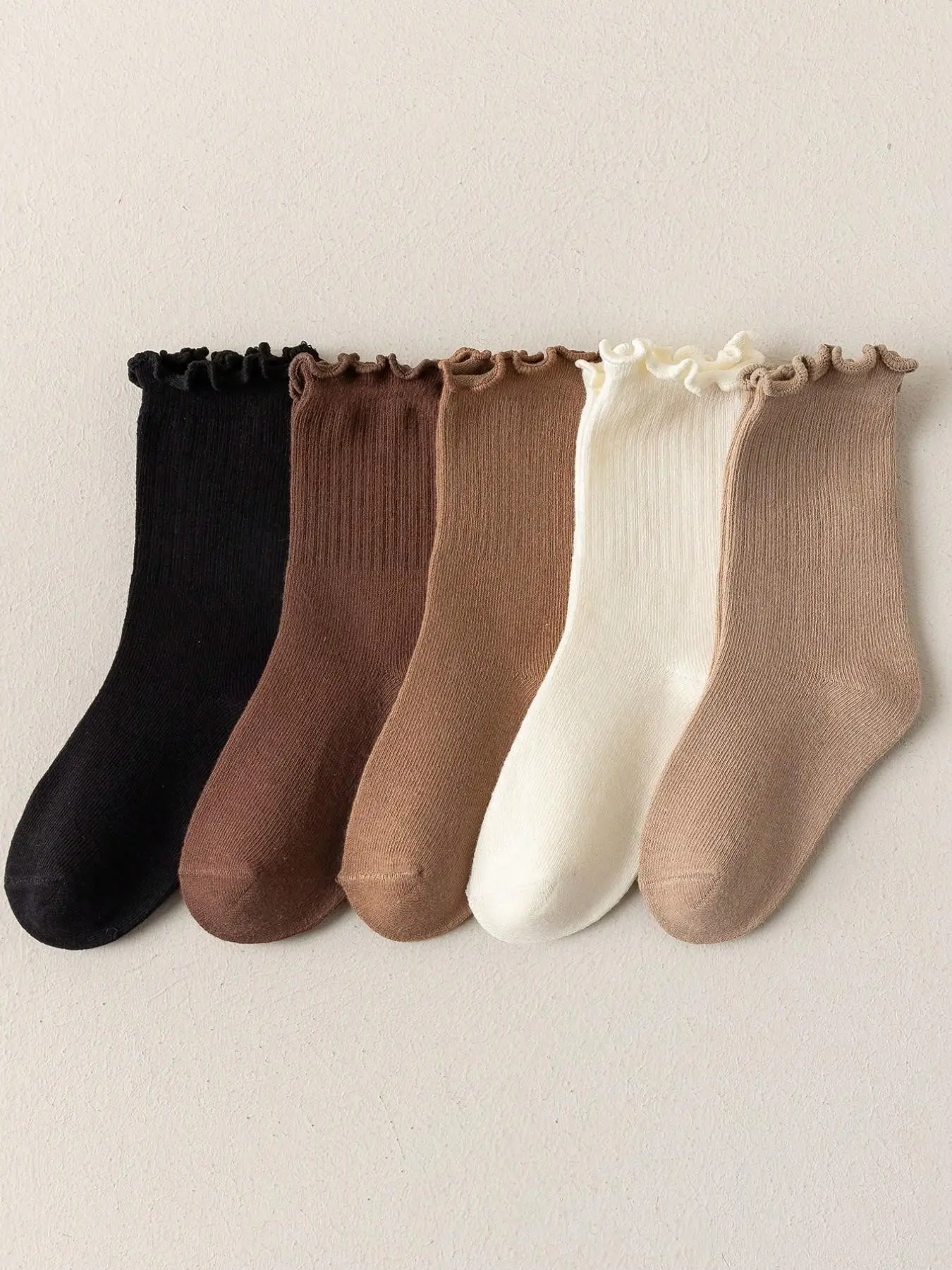 5 Pairs Crew Socks, Mermaid Color Pom-Pom Design, Cute Girls' Princess Style, Soft Skin-Friendly, All Seasons Wear, Soft Comfy Socks