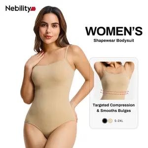 Nebility Women's High-Quality Seamless Bodysuit - Adjustable Straps for All Cups, Easy Hip Snaps, Ultra-Stretchy Shapewear for Body Accommodation, Minimalist Basic Womenswear Top summerwins