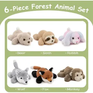 Tezituor 6 Pcs Stuffed Animals Bulk, 7 Inch Small Stuffed Woodland Plush Bulk, Cute Assorted Plushies Toy Gift for Kids Party Favor