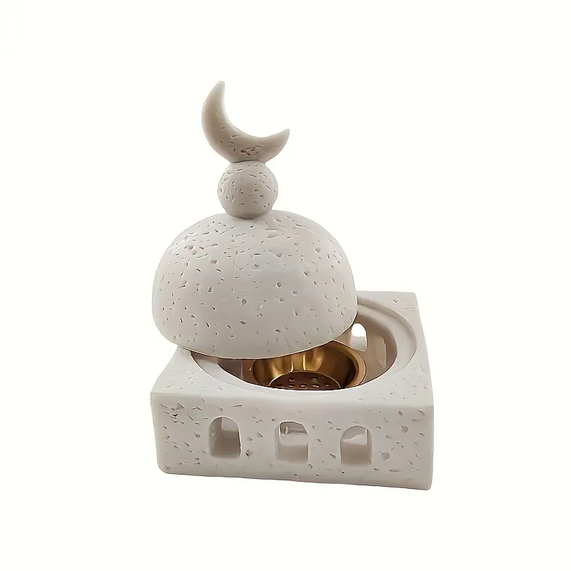 1pc Resin Crafted Classic Crescent Moon Castle Aromatherapy Diffuser - No Power Needed, Versatile Home Decor, Perfume Scented Freshener for Ramadan Celebrations, Type A