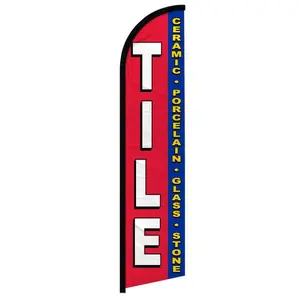 Curved Shape Windless Polyester Knit Windproof Tile Banner Flag, Large-Size Home & Festive Party Backdrop Supply