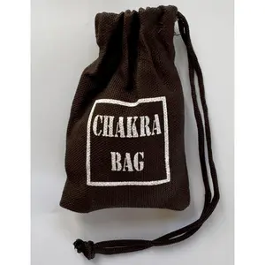 Chakra Brown Bags Gift Organizer - 7 Natural Stones for Meditation & Energy Balancing - 3.5" x 2.5" Drawstring Canvas Bag - Perfect for Well-being & Harmony