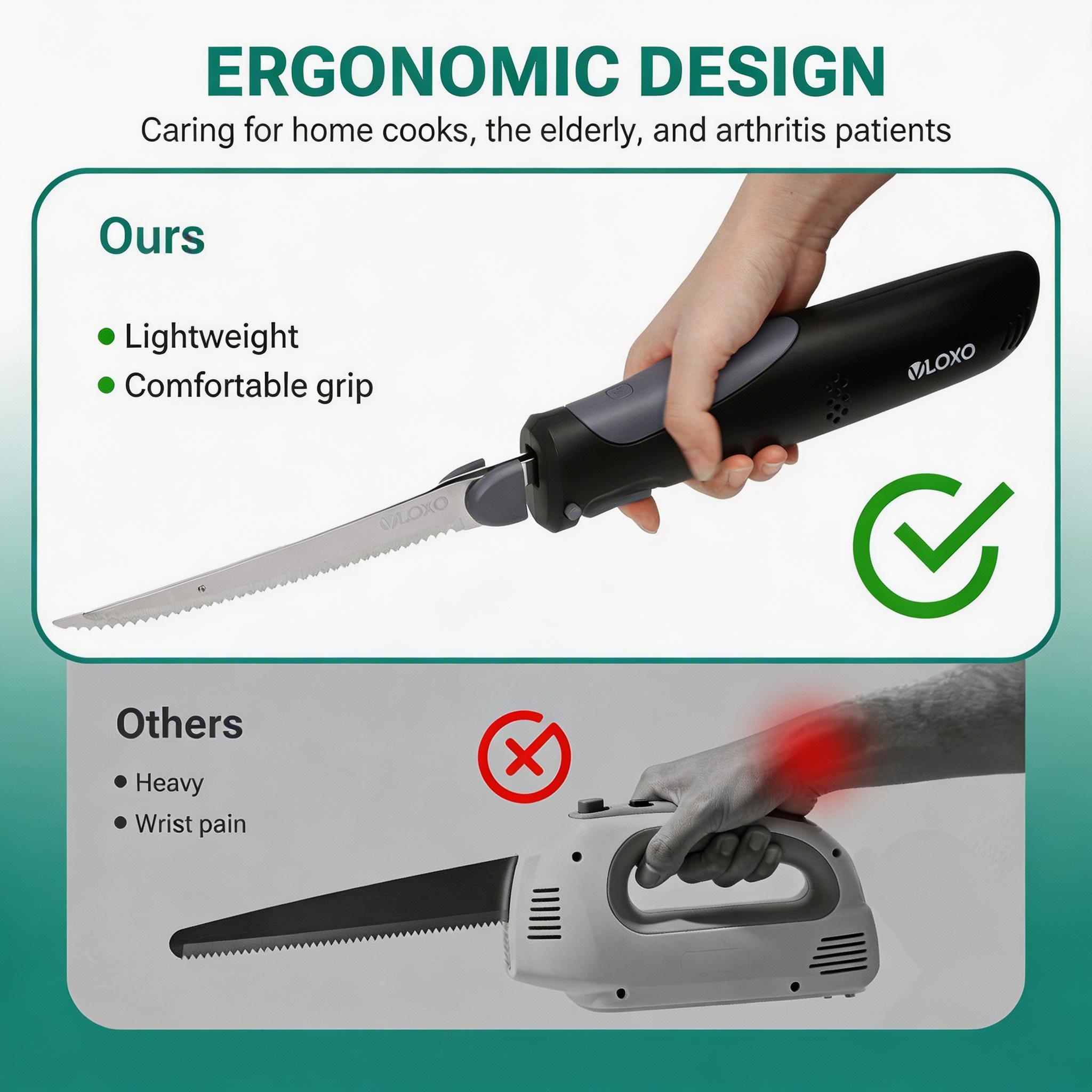 Dual-use electric slicer, rechargeable kitchen lithium battery high-carbon steel, slices bread, bones, outdoor electric fish knife, camping