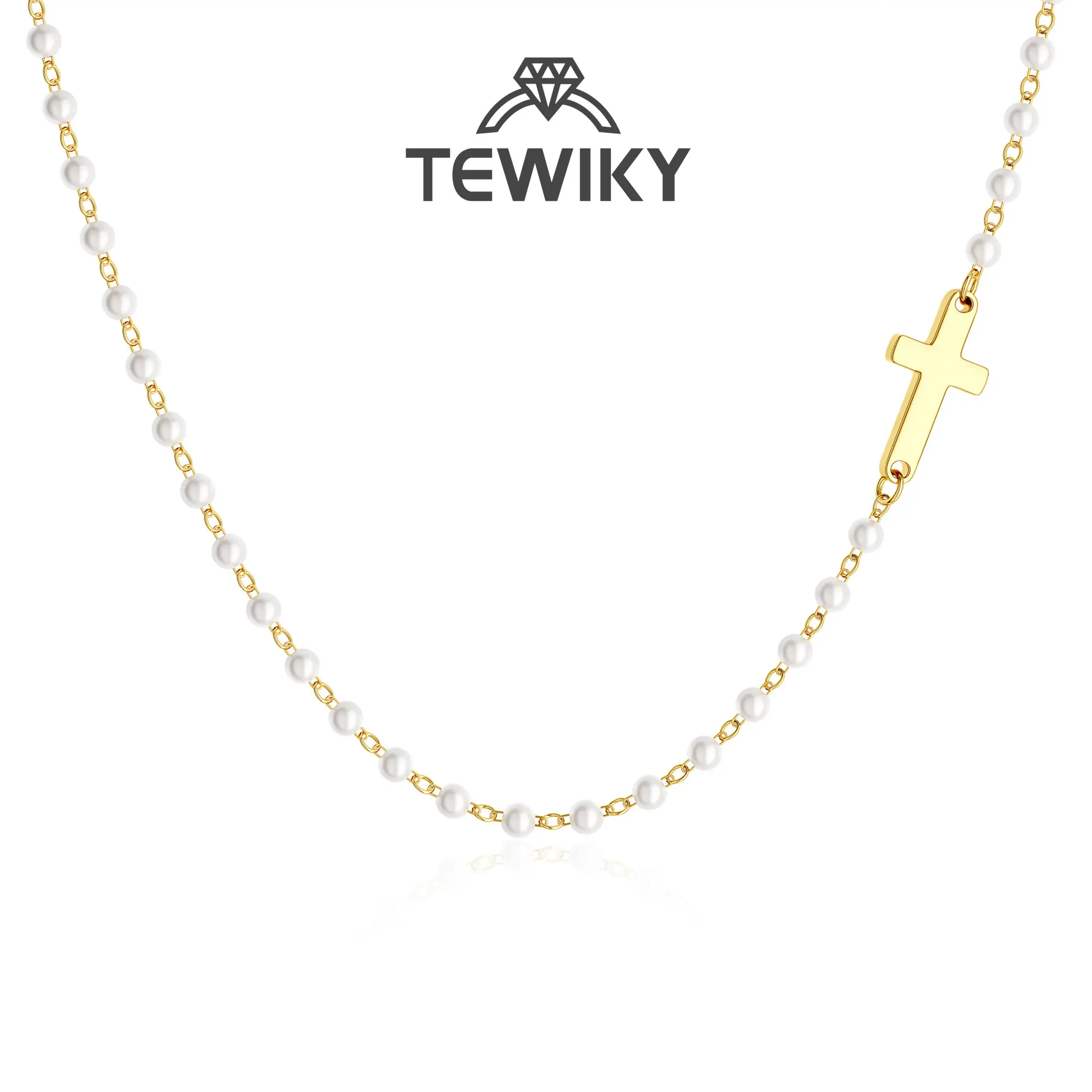 Tewiky Simple Cross Pendant Choker Necklace Dainty Tiny Cross for Women Girls Easter Gift All-match Exquisite Jewelry Adjustable Chain Back To School