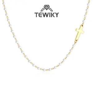 Tewiky Simple Cross Pendant Choker Necklace Dainty Tiny Cross for Women Girls Easter Gift All-match Exquisite Jewelry Adjustable Chain