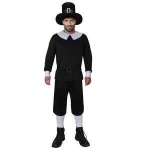 Thanksgiving Pilgrim Costume Cosplay Men's Suit Halloween Party Outfits Fancy Dress