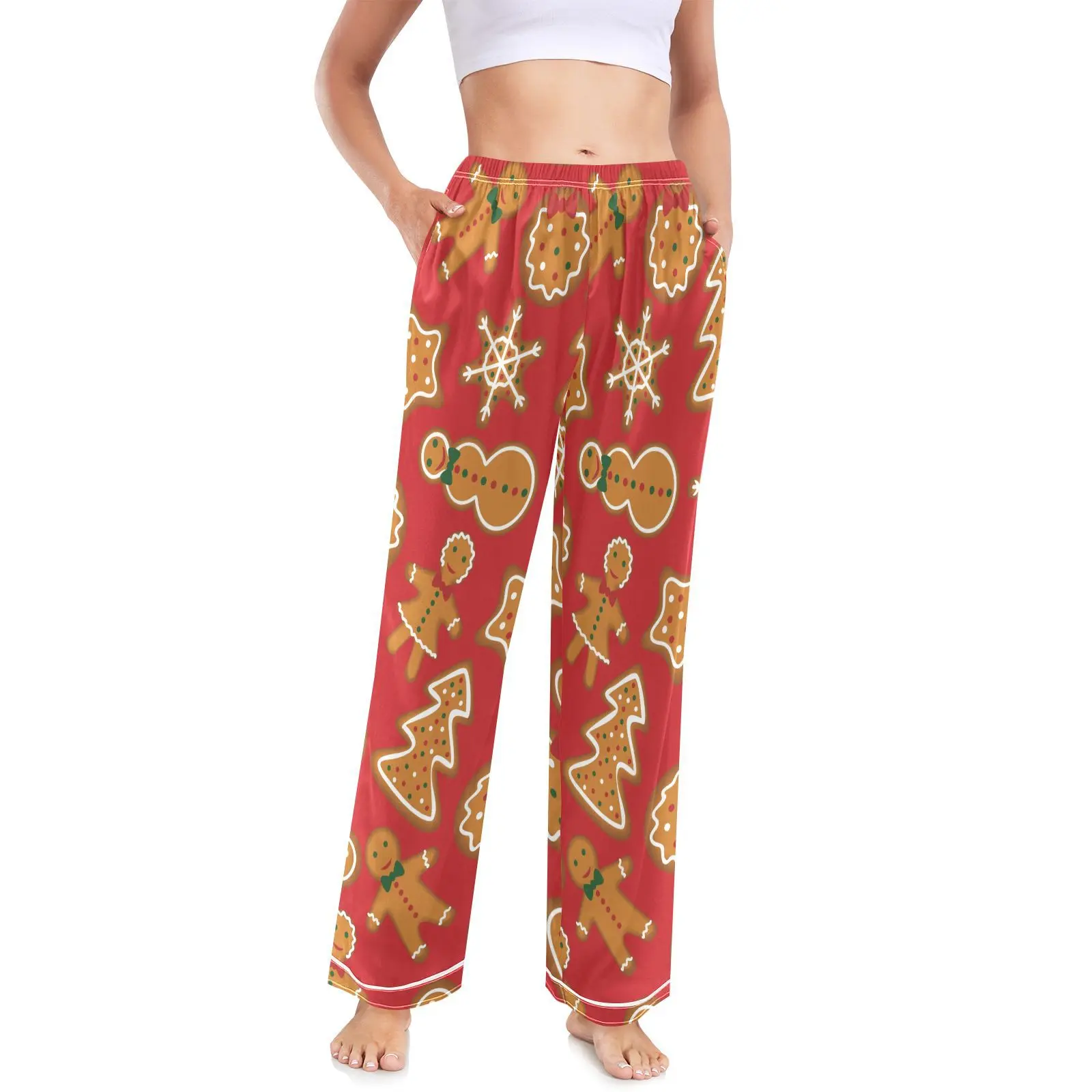 Made by FEIFEIYU Christmas Gingerbread Women's Pajama Trousers without Pockets