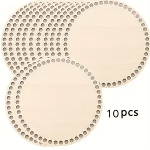 10 wooden bottom crochet basket bases with pre-drilled round woven basket bases for DIY crafts and handmade storage baskets