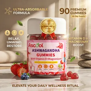 Sugar-Free Vegan Ashwagandha Berry Gummies with Magnesium + Vitamin D – 90 Count, Stress Relief & Calm Support, Wellness Supplements