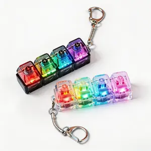 Keyboard Fidget Toys Pack, LED Light Up Toys Cool Fidget Keychain, Multi-Functional Keyboard Switch Tester Fidget Keychain Anxiety Relief Items Fidget
