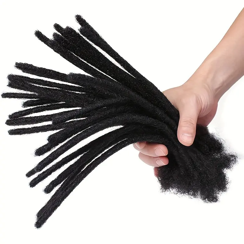 CCLG 0.6 cm Wide Glueless Kinky Curly Dreadlock Extensions, 4-12in 100% Natural Human Hair, Quick-Install Handmade Basic Style, Dyeable Bleachable, Reusable, Built to Last Hair Extensions with Rat Tail Comb for Women