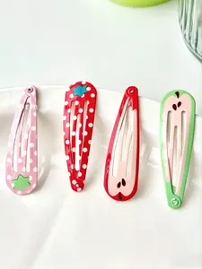 8PCS Fruit Pattern Hair Clips, Strawberry Apple Elements, Y2K Bang Side Clip, Cute Style, Simple Fashion, Gift, Daily Accessory, Party, Festival, Flat Hair Clips