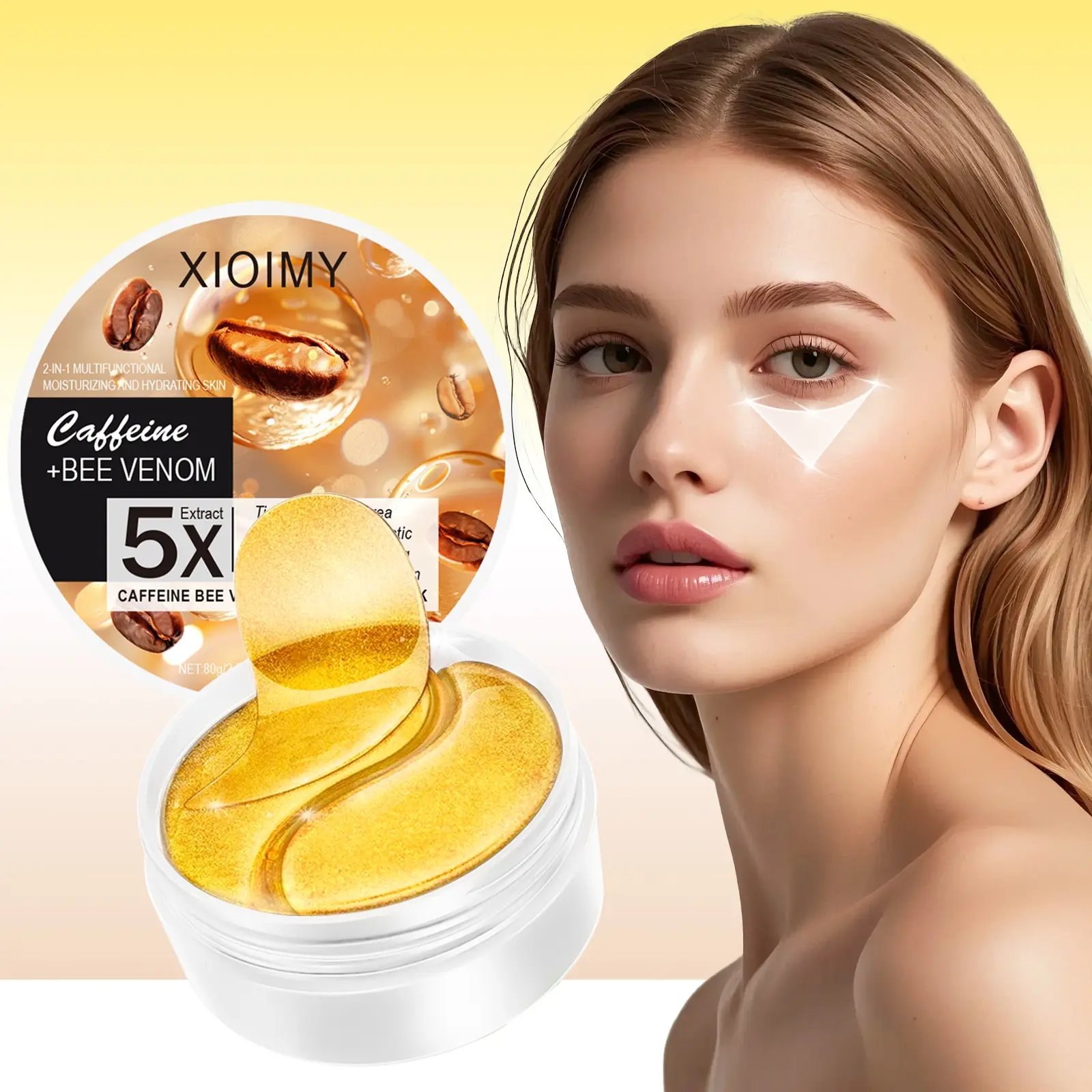 60pcs Caffeine & Bee Venom Eye Mask, Deep Moisturizing, Firming, Brightening, Brightens Dark Circles, Anti-Dark Circles, Suitable for All Skin Types, Collagen Eye Patch