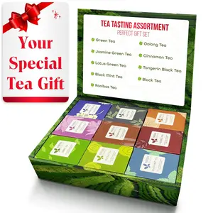 FreshDrinkUS, Premium 90 Tea Bags Sampler Assortment, 9 Different Flavors, 100% Natural Ingredients, Perfect and Well Combination Tea Gift for Tea Lovers, Friends and Family. No Additives, No Gluten, No Sugar, Vegan