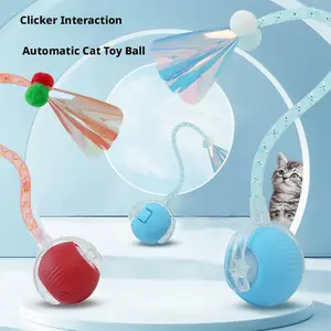 Pawton Cat Toy Ball Interactive with Bell Feather Smart Rolling Robot Ball for Indoor Cats Pet Boredom Relief