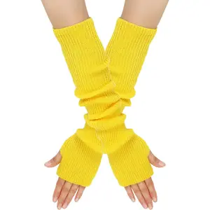 Knittde Long Arm Warmers Women Fingerless Gloves Cashmere Blend Elbow Warmers Mittens with Thumb Hole