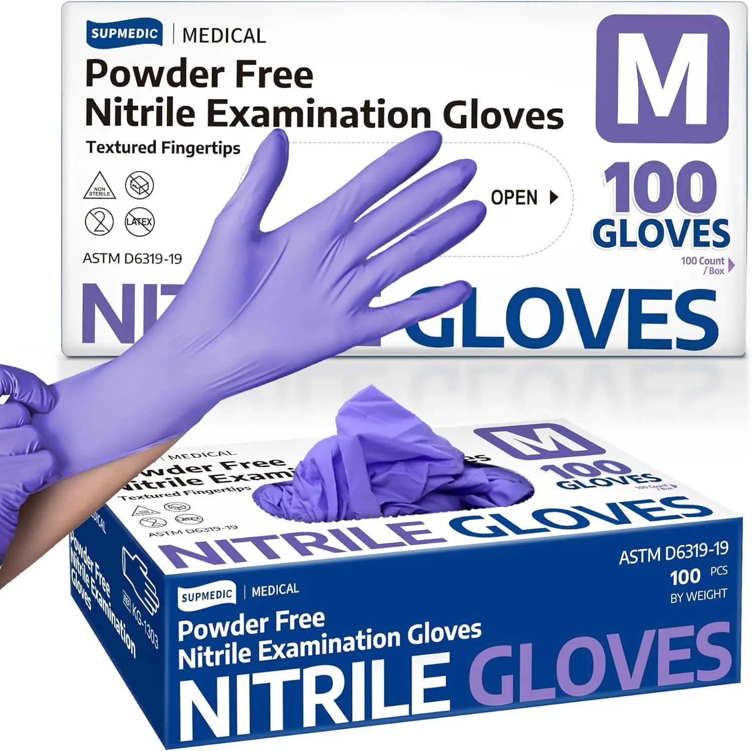 Medical Soft Max  Nitrile Disposable Gloves, 100 pieces  Latex-Free Powder-Free Food Safe Cooking Cleaning Lab Exam Glove