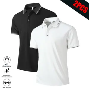 LIFE KEEPS MOVING Men's Regular Fit Solid Color Buttoned Sports Polo Shirt, Short Sleeve Turn-Down Collar Top, Suitable for Golf Outdoor Activities, Casual Comfortable Breathable Menswear