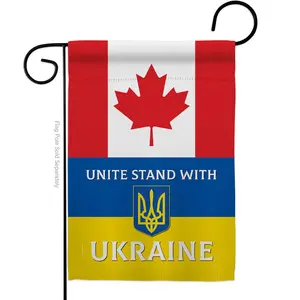 Americana Home & Garden  Canada Stand with Ukraine Support Cause 13 x 18.5 in. Double-Sided Decorative Vertical Garden Flags for House Decoration Banner Yard Gift