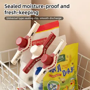 Snack Clamp Organizer & Food Bag Clips 2-Pack 13.7x3.5x5cm Resealable Pouring Design Easy Grip for Kids Seniors Travel Home Dorm Storage Compact Utensils Double-tooth mark design Close occlusion