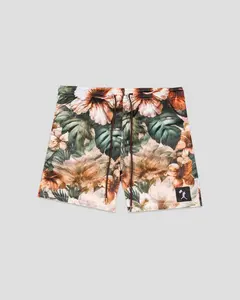 Aloha Hibiscus Pattern Diamond Air Mesh Shorts - Youth