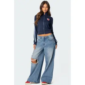 Distressed Low Rise Baggy Jeans