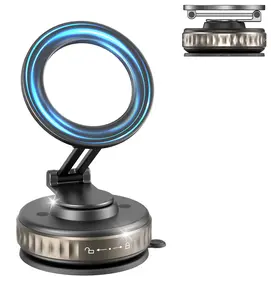 Universal Vacuum Magnetic Phone Holder for Car/Gym/Bathroom Mirror - Strong Suction Cup Mount with Foldable Design, Compatible with All Smartphones & Vehicles