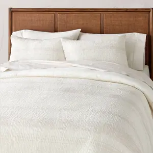 3pc Full/Queen Heather Stripe Comforter Bedding Set Twilight Taupe - Hearth &