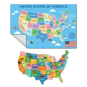 Comix USA Map Whiteboard Set - Interactive Magnetic Learning Kit to Master States, Capitals & Fun Facts for Kids Ages 5-12 | Classroom & Homeschool Activities.