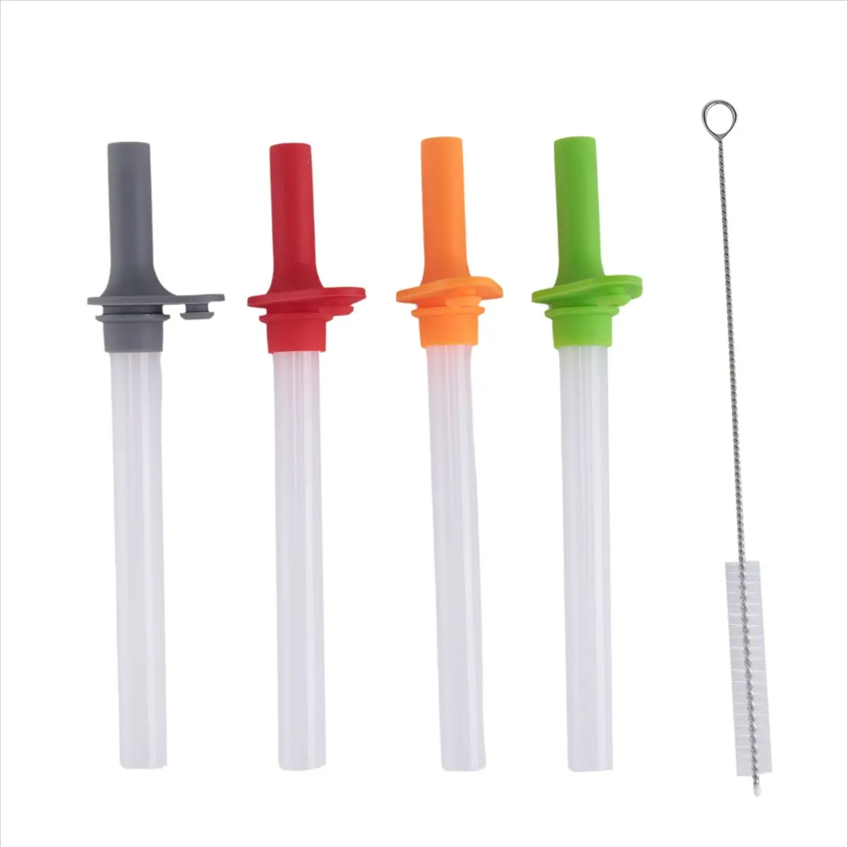 4PCS Silicone-Leak-Proof Plastic Replacement Straws with Bite Valve, Reliable-to-Use Cleaning Brush for Zak Designs Kelso 15 oz Compatible Kids Cup