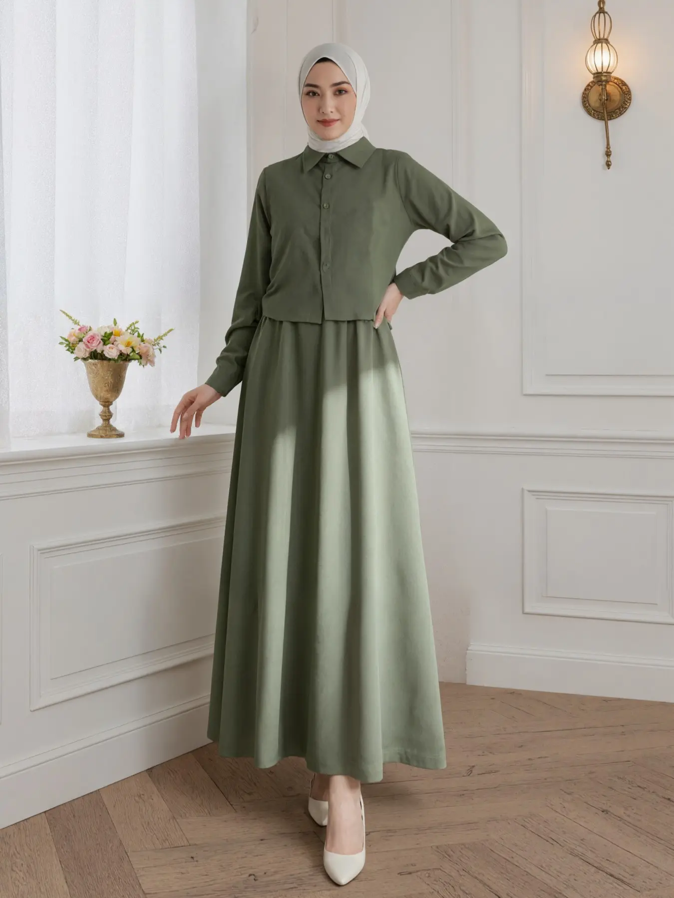 Women's Elegant Two-Piece Dress Set, Modest Muslim Outfits, Summer Long Sleeve Maxi Dress, Casual Formal Daily Wear, Stylish and Comfortable, Modest Style Dress, Classy Modest Dresses, Islamic Modesty Clothes, Modest Islamic Clothing