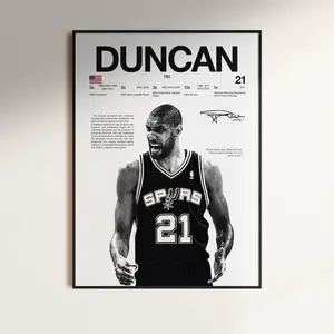 Tim Duncan Poster,  Wall Print, Basketball   Poster Print, Sports Decor, San Antonio Spurs Poster,  Gift