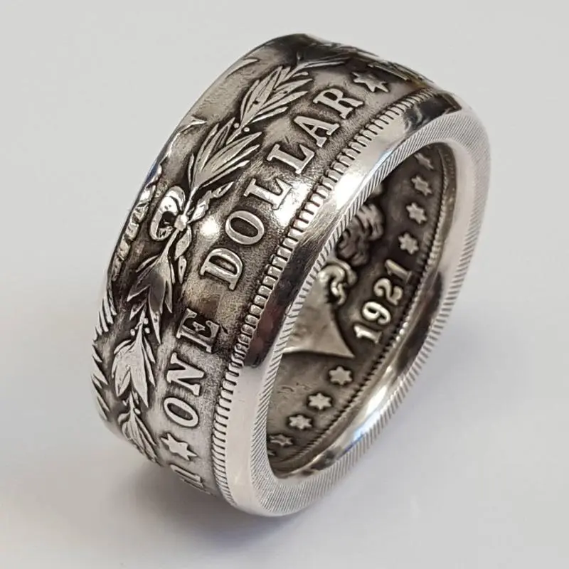 Vintage Fashion Letter Pattern Rings for Men Antique Silver Color Ring Male Wedding Band Engagement Jewelry Punk Men's Wholesale