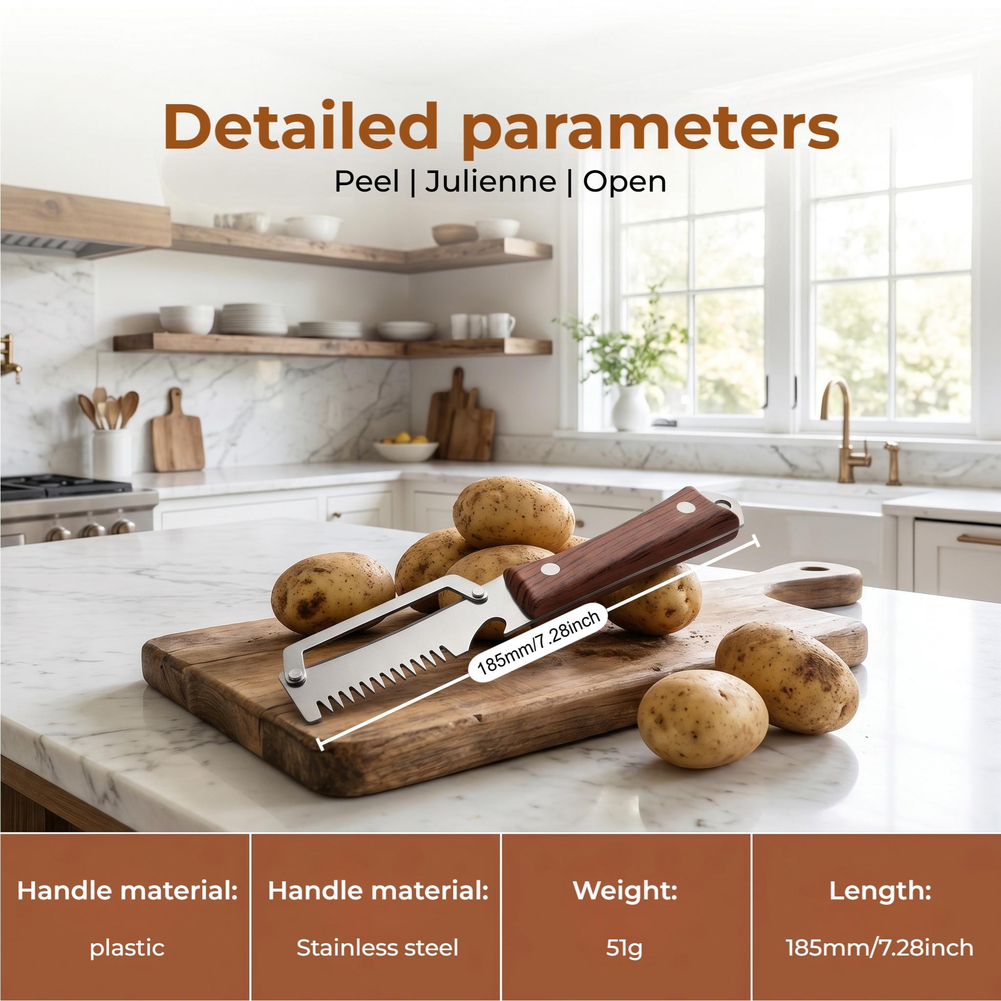2 Pcs Premium 3-in-1 Kitchen Peeler, Heavy Duty Stainless Steel Multi-Tool, Ultra Sharp Vegetable Peeler Julienne Shredder with Bottle Opener, Durable Kitchen Gadget - YY