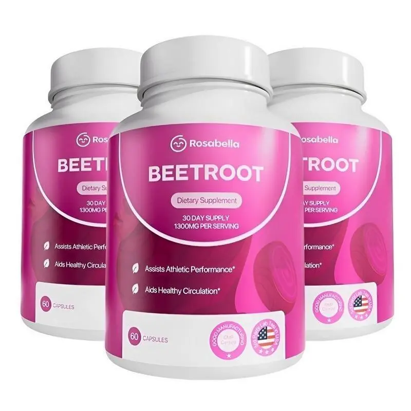 2-Pack Rosabella Organic Beetroot 1300 mg  Daily Cardiovascular Support Natural Superfood Supplement for Blood Flow & Heart Wellness
