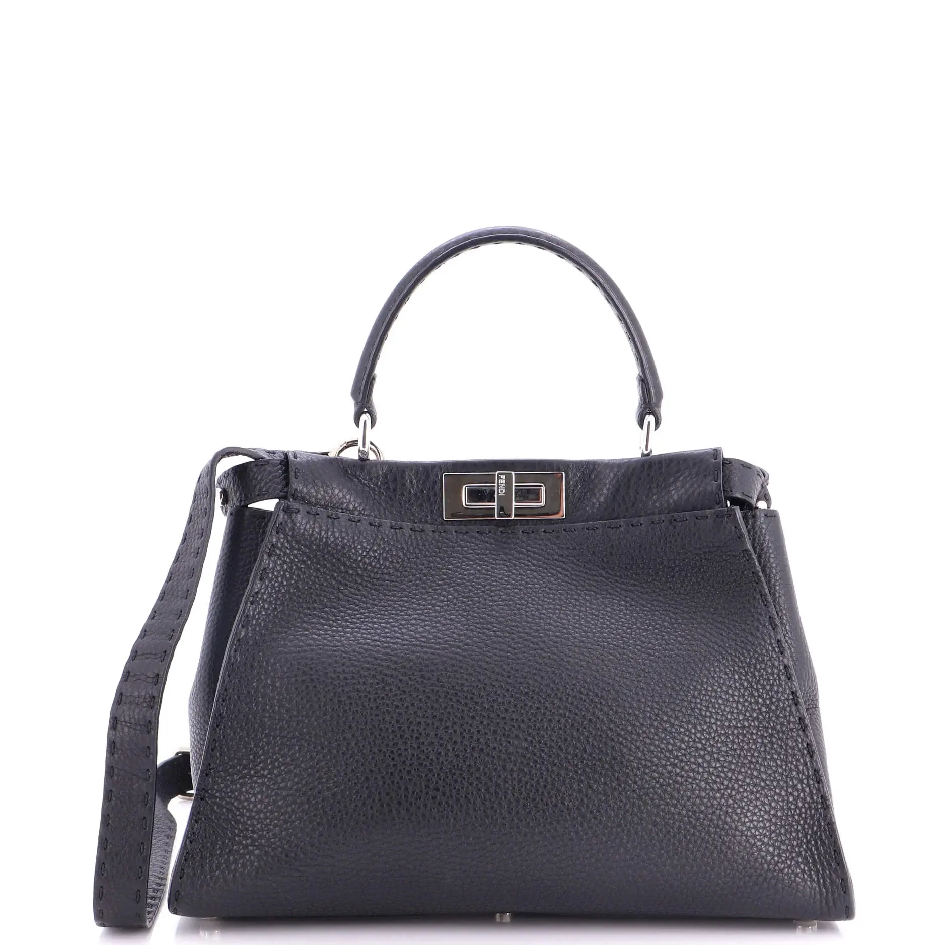 Pre-owned FENDI Leather Top Handle Bags Selleria Peekaboo Bag Medium by Rebag